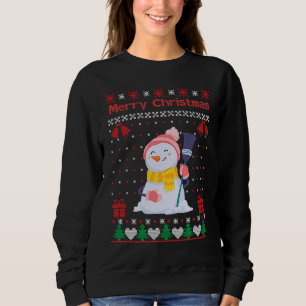 Christmas outfit snowman waiting with broom sweatshirt