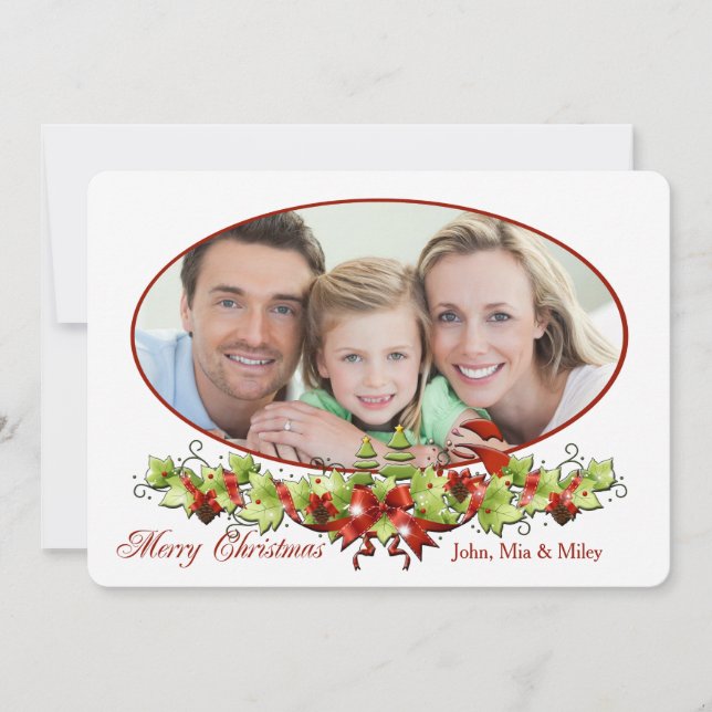 Christmas Oval Photo Card (Front)