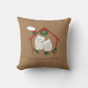 Christmas Owl Be Home Cute Cushion