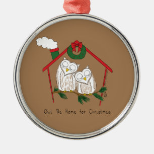 Christmas Owl Be Home Cute Metal Tree Decoration