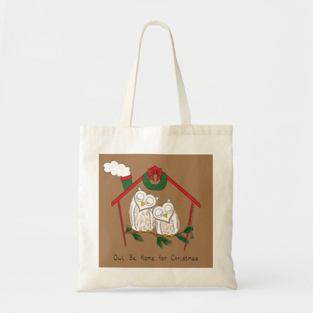 Christmas Owl Be Home Cute Tote Bag (Front)