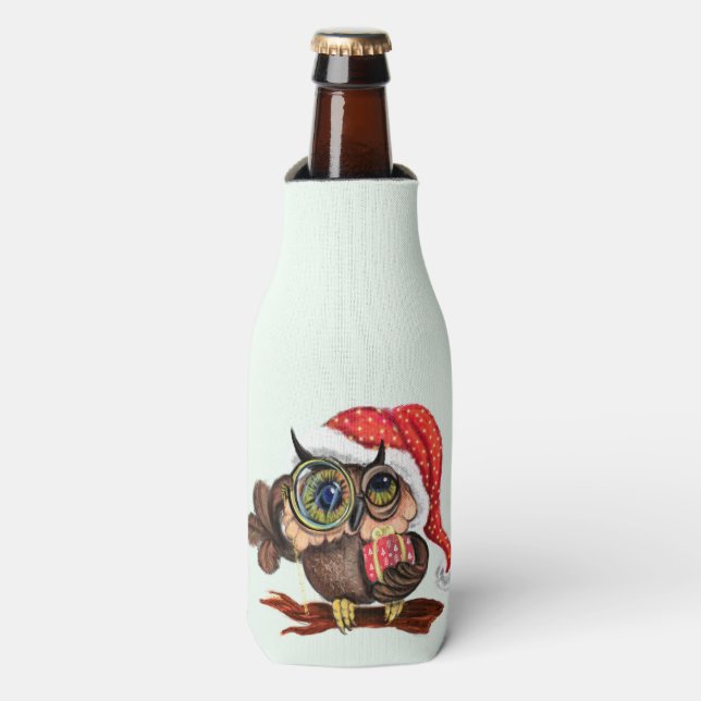 Christmas Owl Bottle Cooler (Bottle Front)