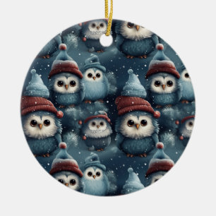 Christmas Owl Ceramic Tree Decoration
