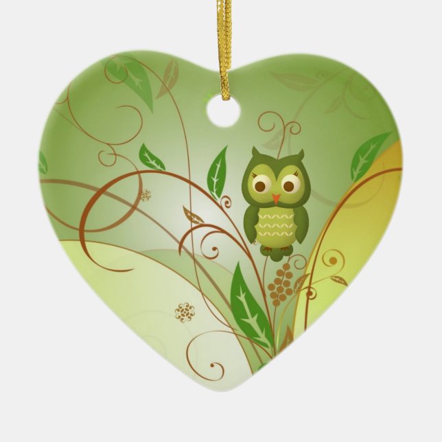 Christmas Owl Ceramic Tree Decoration (Front)