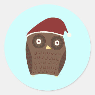 Christmas Owl Classic Round Sticker