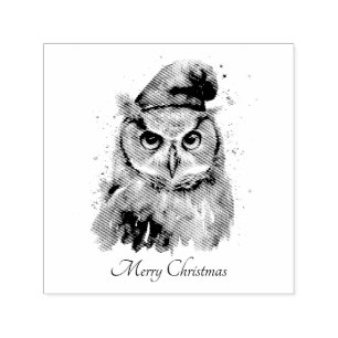 Christmas Owl, customisable Self-inking Stamp