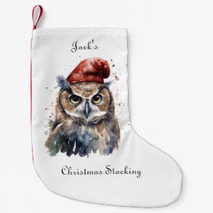 Christmas Owl, customisable Small Christmas Stocking