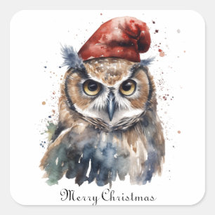 Christmas Owl, customisable Square Sticker