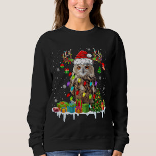 Christmas Owl Cute Christmas Lights Reindeer Santa Sweatshirt