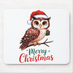 Christmas Owl Festive Design Merry Christmas  Mouse Pad