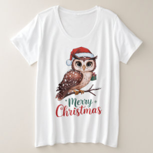 Christmas owl - Festive design Merry Christmas Plus Size T-Shirt