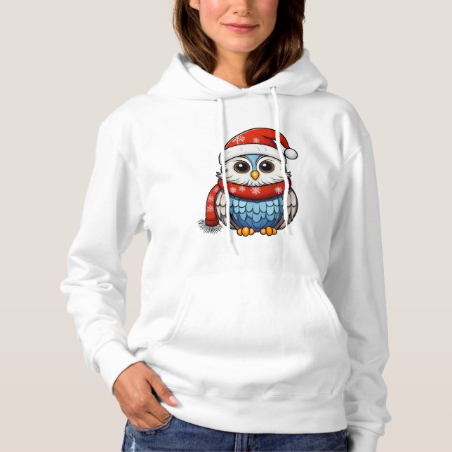 Christmas Owl – Festive Holiday Hoodie for Adults (Front)