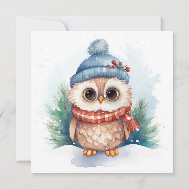 Christmas Owl Greeting Card (Front)