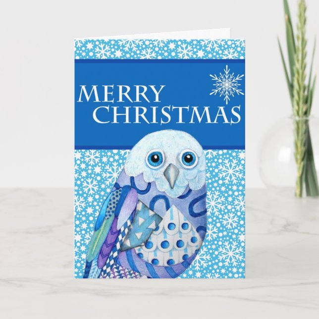 Christmas Owl Greeting Card (Front)
