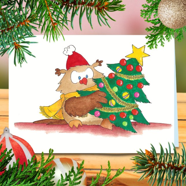 CHRISTMAS OWL greeting card by N. Janes (Creator Uploaded)