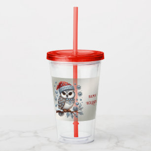 Christmas Owl Holiday Acrylic Tumbler