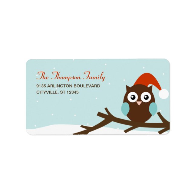 Christmas Owl Holiday Address Label (Front)