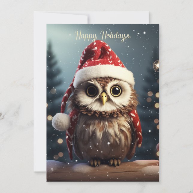 Christmas Owl Holiday Card (Front)