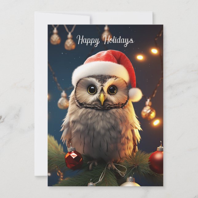 Christmas Owl Holiday Card (Front)