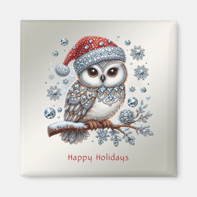 Christmas Owl Holiday Magnet (Front)