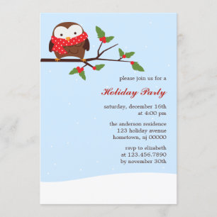 Christmas Owl Holiday Party Invitation