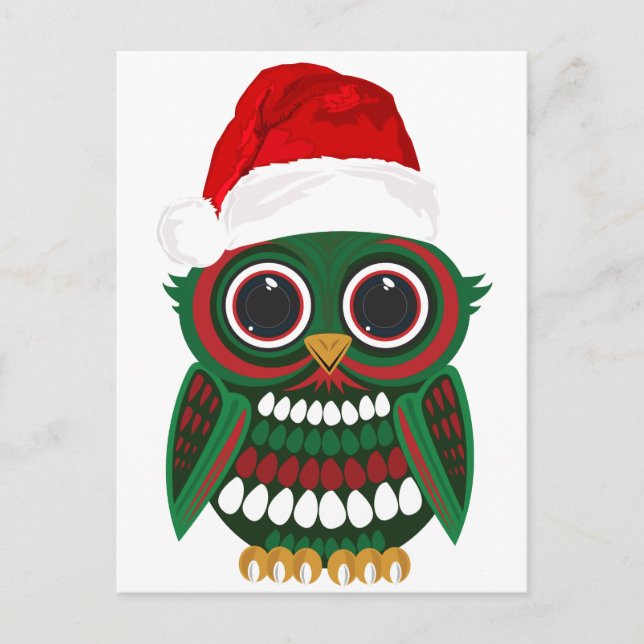 Christmas Owl Holiday Postcard (Front)