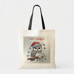 Christmas Owl Holiday Tote Bag