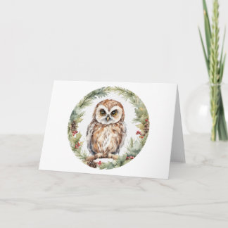 christmas owl illustration owl wall art holiday  thank you card
