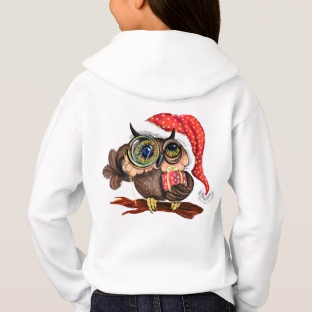 Christmas Owl Kid's Hoodie (Back)