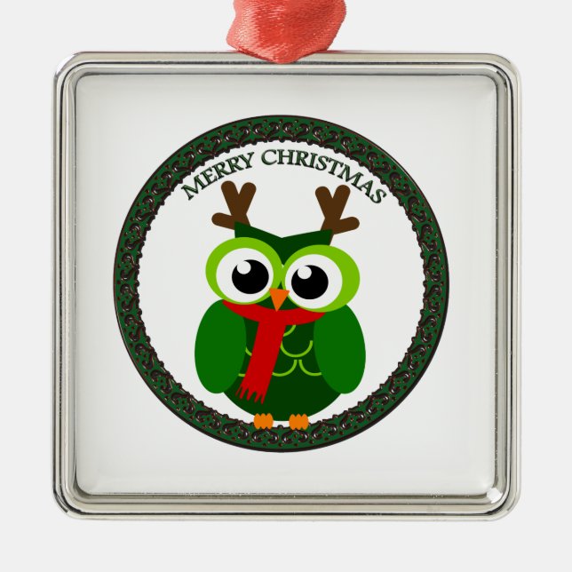 Christmas owl metal tree decoration (Front)