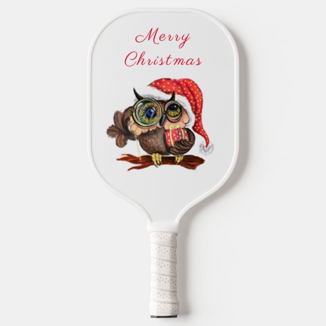 Christmas Owl Pickleball Paddle (Front)