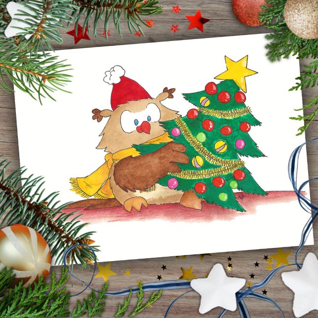 CHRISTMAS OWL postcard by Nicole Janes (Creator Uploaded)