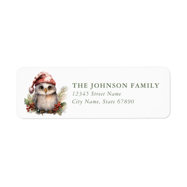 Christmas Owl  Return Address Labels (Front)