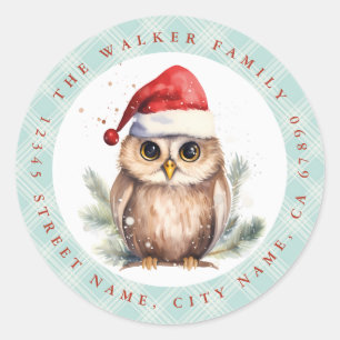 Christmas Owl Round Stickers