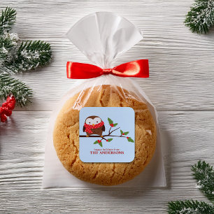 Christmas Owl Square Sticker