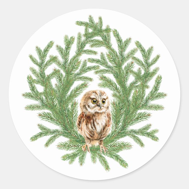 Christmas Owl Sticker (Front)