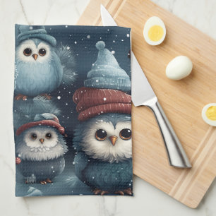 Christmas Owl Tea Towel