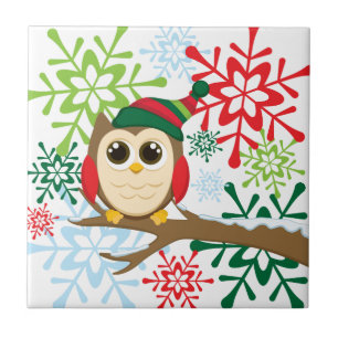 Christmas owl tile