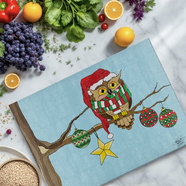 Christmas Owl Tree Ornaments Cutting Board (Creator Uploaded)