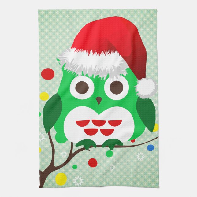 Christmas Owl Trend Tea Towel (Vertical)