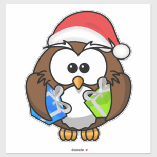 Christmas Owl Wearing Santa Hat-15840