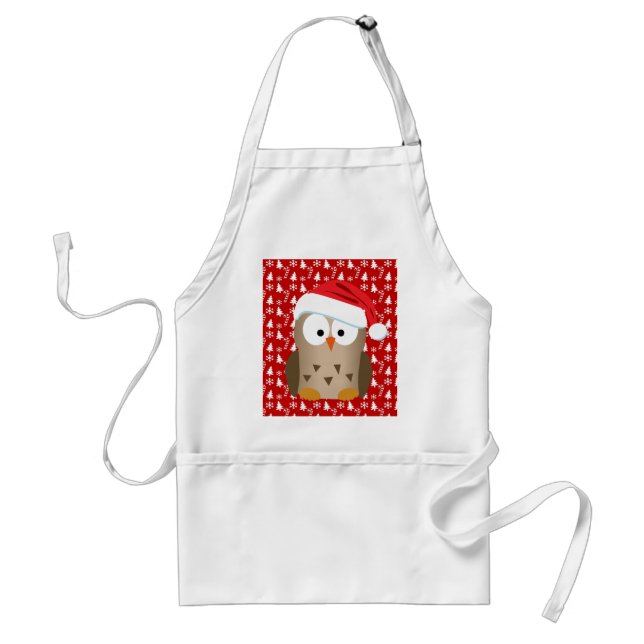 Christmas Owl with Santa Hat Standard Apron (Front)