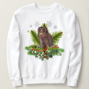 Christmas Owl with Snowflakes Sweatshirt