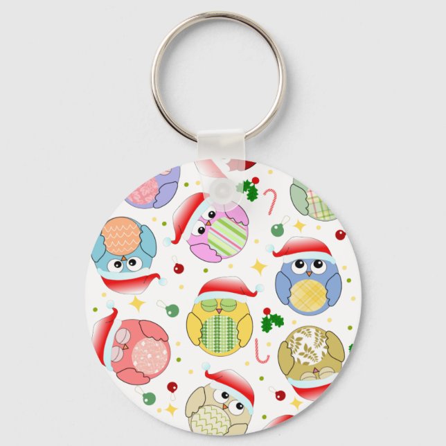 Christmas Owls Design Key Ring (Front)
