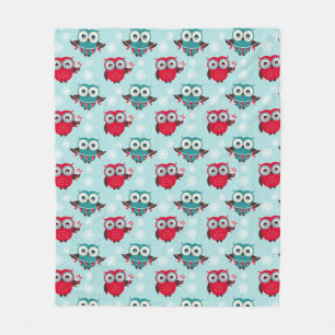 Christmas Owls Fleece Blanket