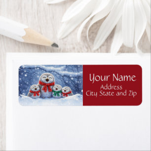 Christmas Owls in the Snow Cute Return Address