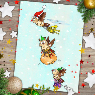 Christmas Owls Postcard