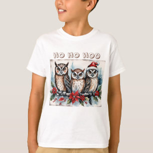Christmas Owls With Santa Hat T-Shirt