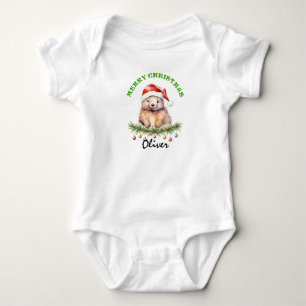 Christmas Oz Animals Wombat Family Matching Baby Bodysuit