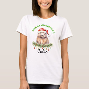 Christmas Oz Animals Wombat Matching Women's T-Shirt